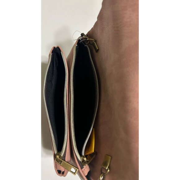 Women's Street Level Suede Blush Braided Chain Cross Body Bag 5x8 - Picture 3 of 12